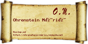 Ohrenstein Márió névjegykártya